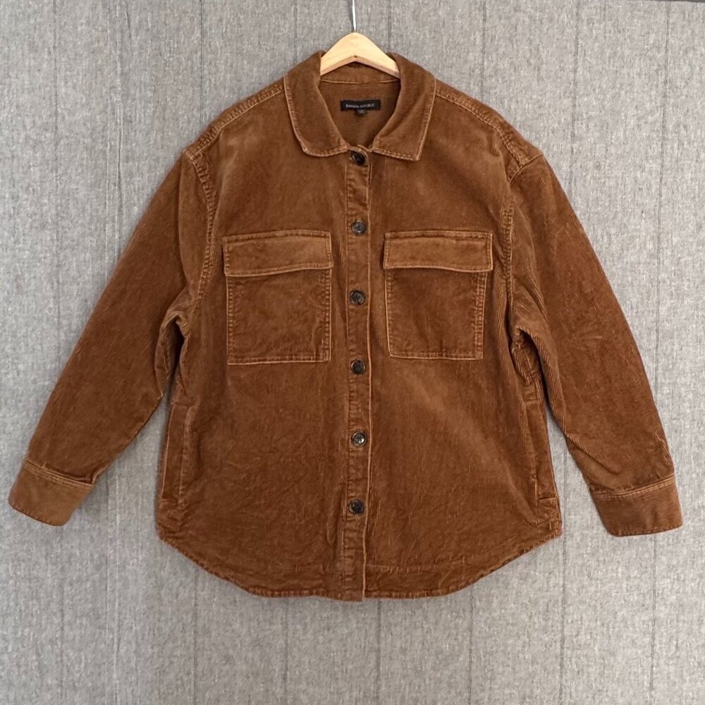 Banana Republic Corduroy Brown Button Front Shaket Chore Farm Jacket Size Medium - Picture 3 of 13